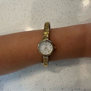 Timex Women's Gold Watch with White Dial